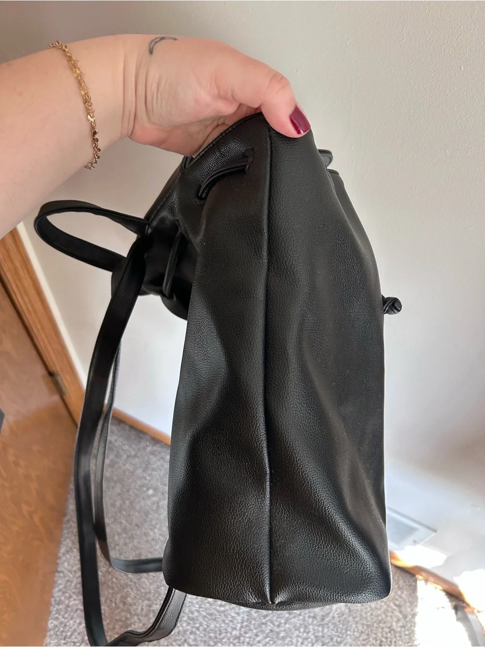 Victorias Secret | Black faux leather drawstring backpack - Picture 8 of 8